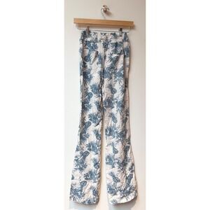 Cali 1850 Linen Blend Blue & White Wide Leg Vacation Resort Tropical Pants XS